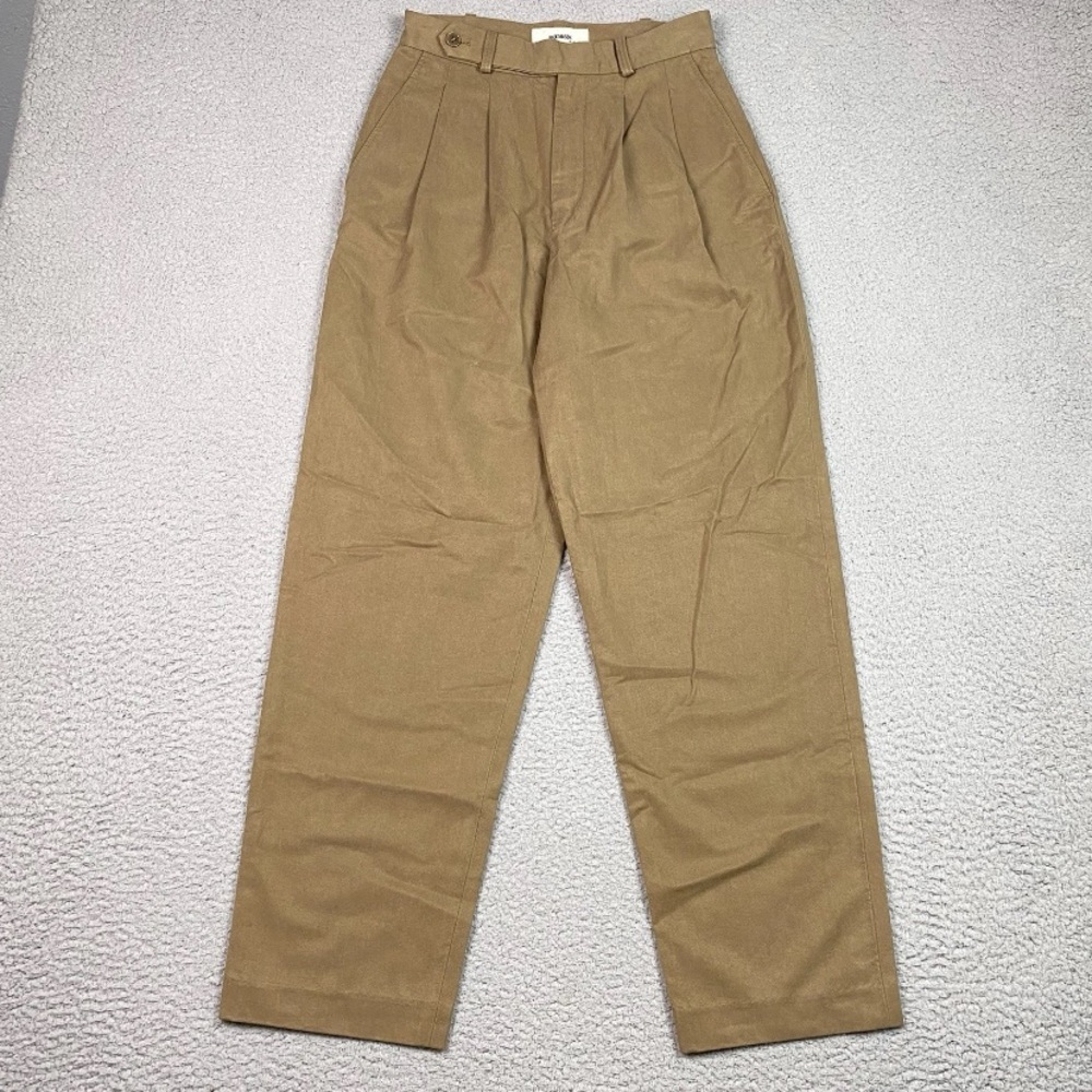 Buck Mason Womens Size 32 Tan Pleated High Waist Cotton Chino Pants Trousers EUC